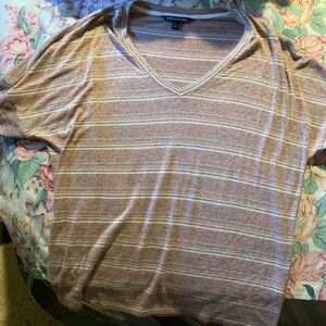 Calvin Klein Jeans Women’s Striped V-Neck Short Sleeve Top Dize X-Large